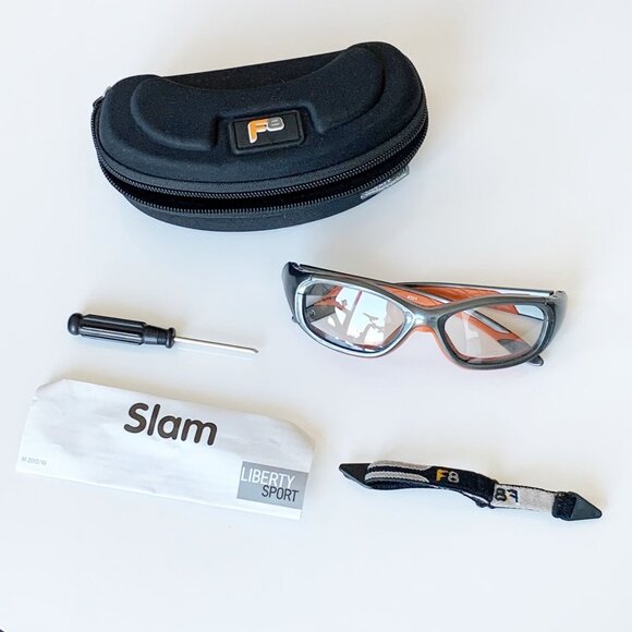 Liberty Sport Slam Glasses F8 Navy and Orange - with case & accessories - Picture 1 of 12